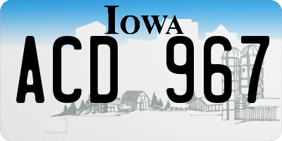 IA license plate ACD967