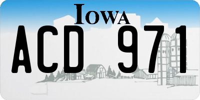 IA license plate ACD971