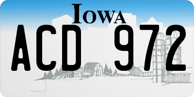 IA license plate ACD972