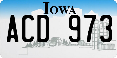 IA license plate ACD973