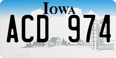 IA license plate ACD974