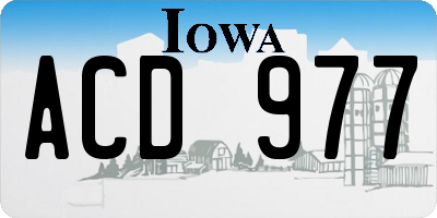 IA license plate ACD977