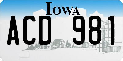 IA license plate ACD981