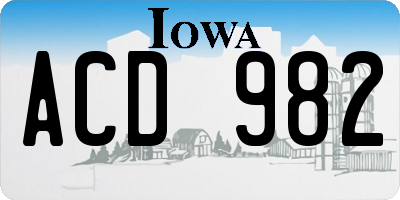 IA license plate ACD982