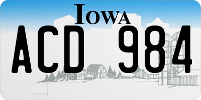 IA license plate ACD984