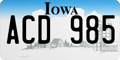 IA license plate ACD985