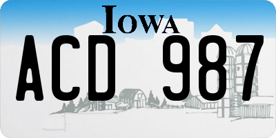 IA license plate ACD987
