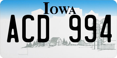 IA license plate ACD994