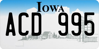 IA license plate ACD995