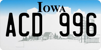 IA license plate ACD996
