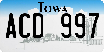 IA license plate ACD997