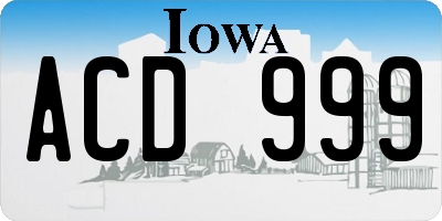 IA license plate ACD999