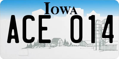 IA license plate ACE014