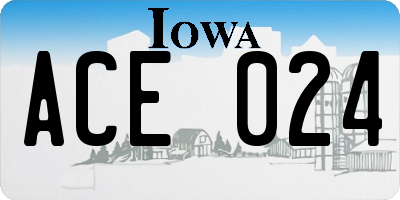 IA license plate ACE024