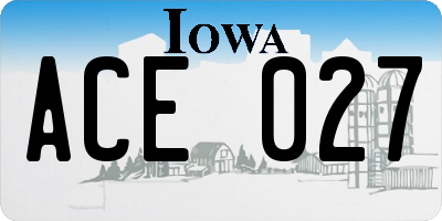 IA license plate ACE027