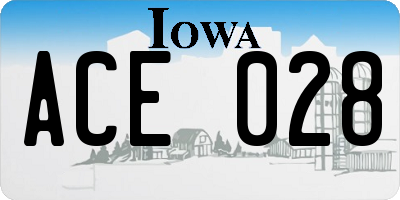 IA license plate ACE028