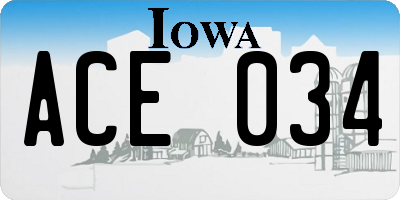IA license plate ACE034