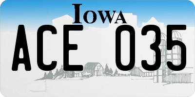IA license plate ACE035