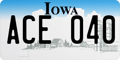 IA license plate ACE040