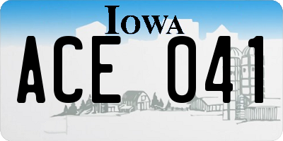 IA license plate ACE041