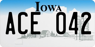 IA license plate ACE042