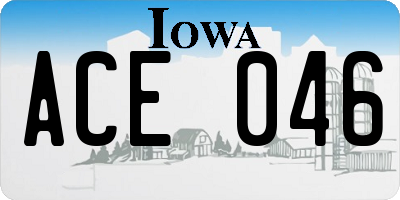 IA license plate ACE046