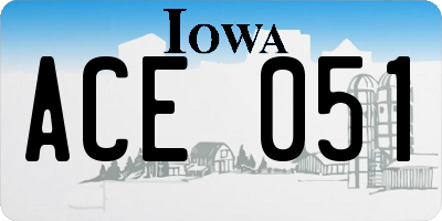 IA license plate ACE051