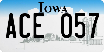 IA license plate ACE057