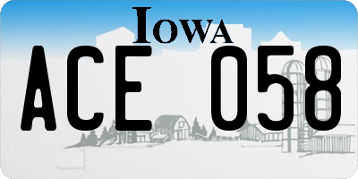 IA license plate ACE058