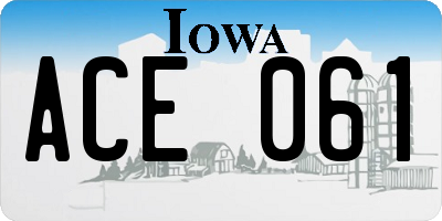 IA license plate ACE061