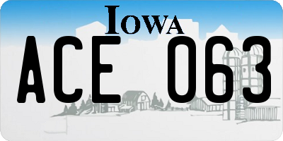 IA license plate ACE063