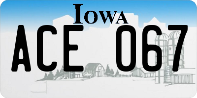 IA license plate ACE067