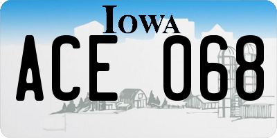 IA license plate ACE068
