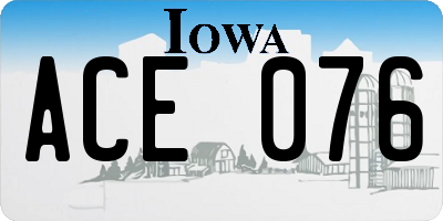IA license plate ACE076