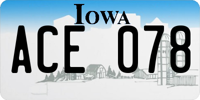 IA license plate ACE078