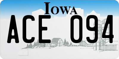 IA license plate ACE094