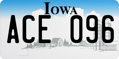 IA license plate ACE096