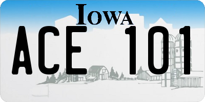 IA license plate ACE101
