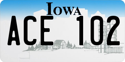 IA license plate ACE102