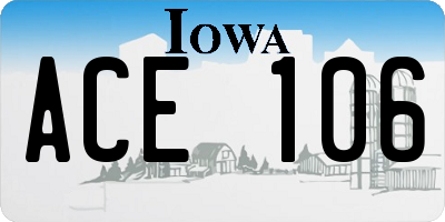 IA license plate ACE106