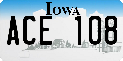 IA license plate ACE108