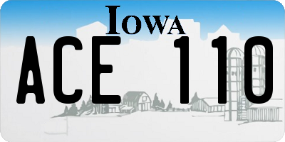 IA license plate ACE110
