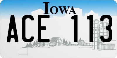 IA license plate ACE113