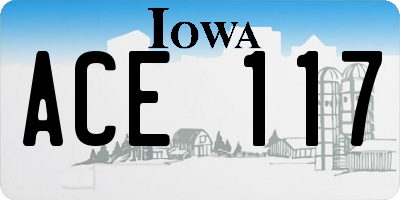 IA license plate ACE117
