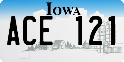 IA license plate ACE121