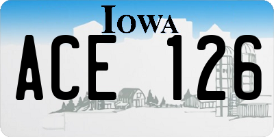IA license plate ACE126