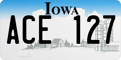 IA license plate ACE127