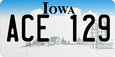IA license plate ACE129