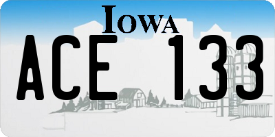 IA license plate ACE133