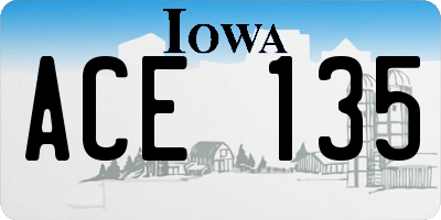 IA license plate ACE135